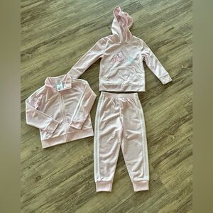 Pink Adidas tracksuit, plus fleece lined hoodie in size 4t